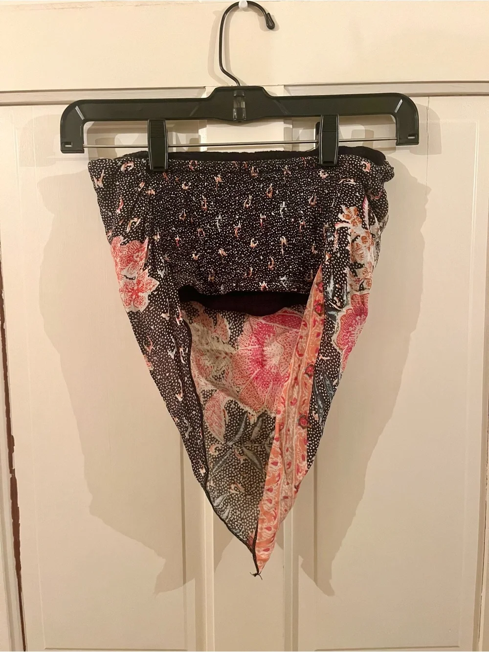 Free People Black Floral Bandana Crop Top with Pink & Green Accents